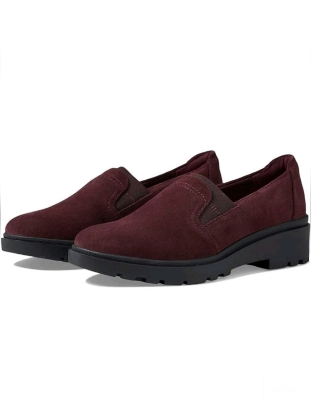 Clarks Calla Rae Suede Leather Loafers Burgundy Ultimate Comfort Slip Ons 6